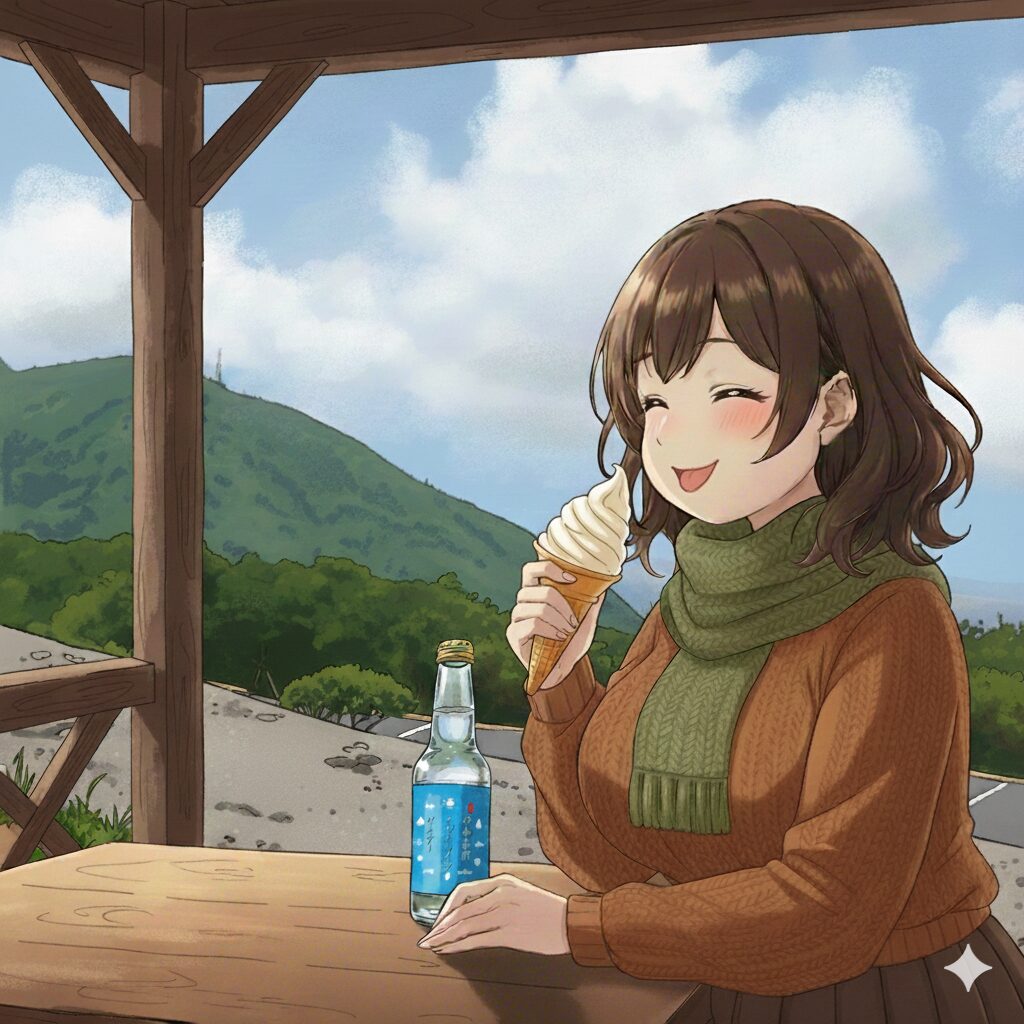 ソフトとソーダを楽しむ女性