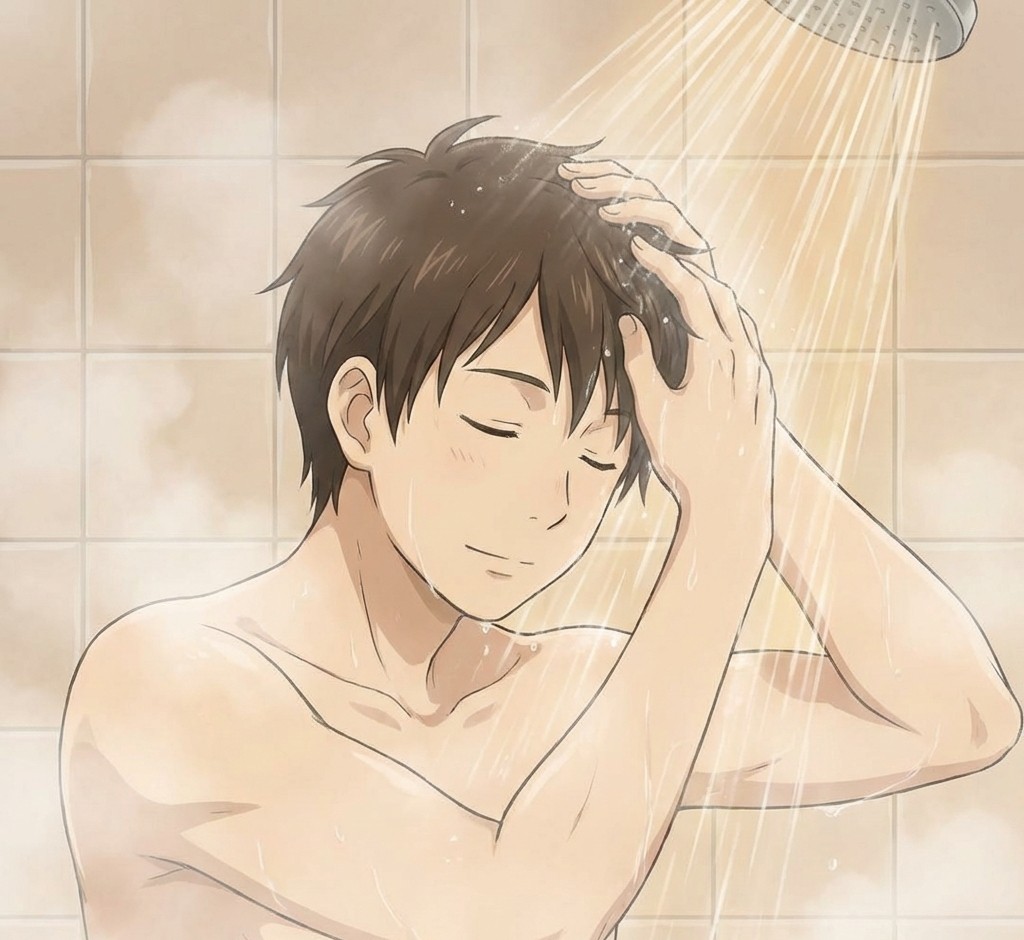 湯シャンする男性