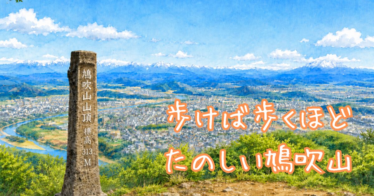 鳩吹山の山頂からの景色を描いたイラスト