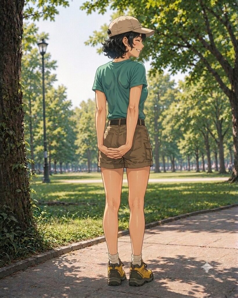 背中と片のストレッチ、軽いバージョンをする女性のイラスト