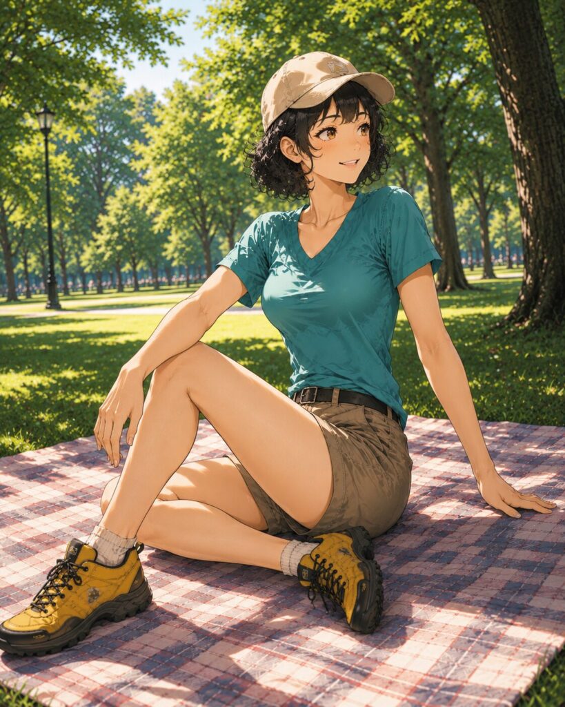 腰とおしりのストレッチをする女性のイラスト