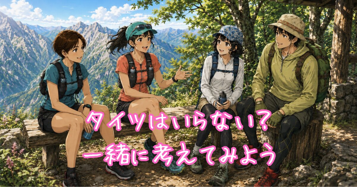 タイツいらないという意見について話し合う男女のイラスト