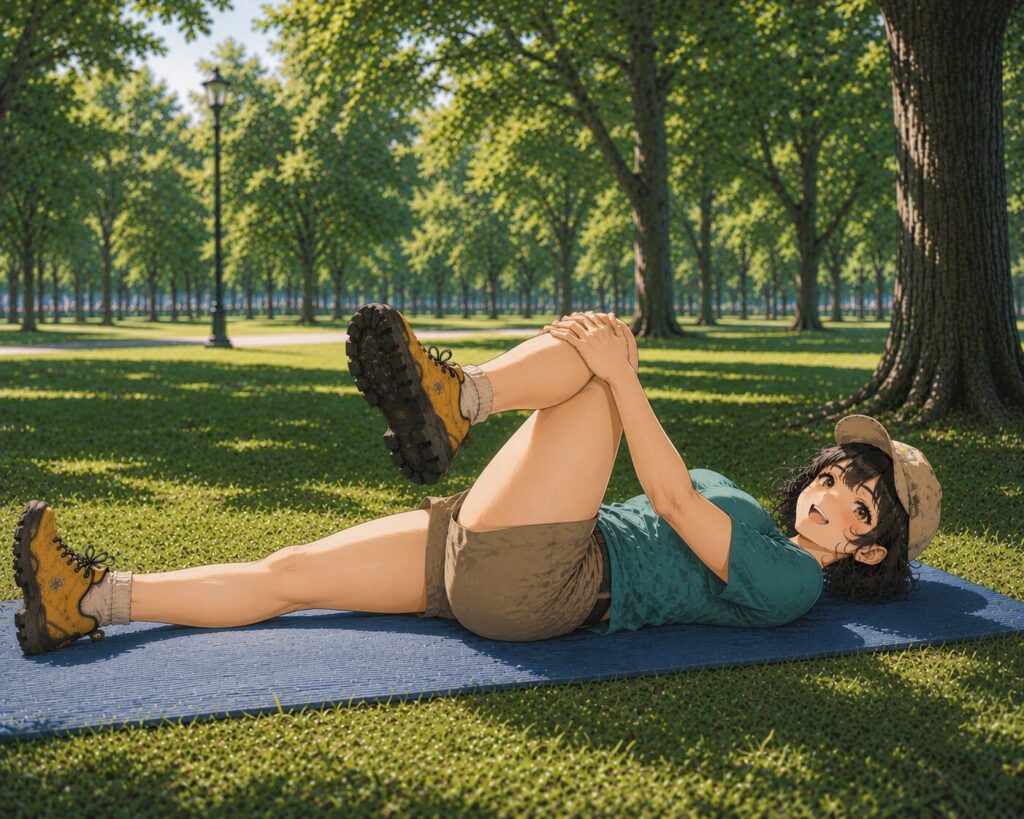 おしりのストレッチをする女性のイラスト