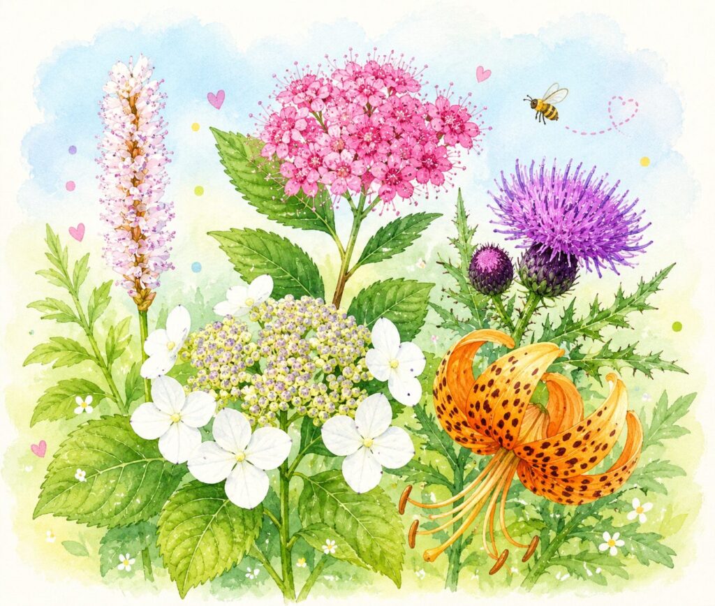 伊吹に咲く夏の花のイメージ図