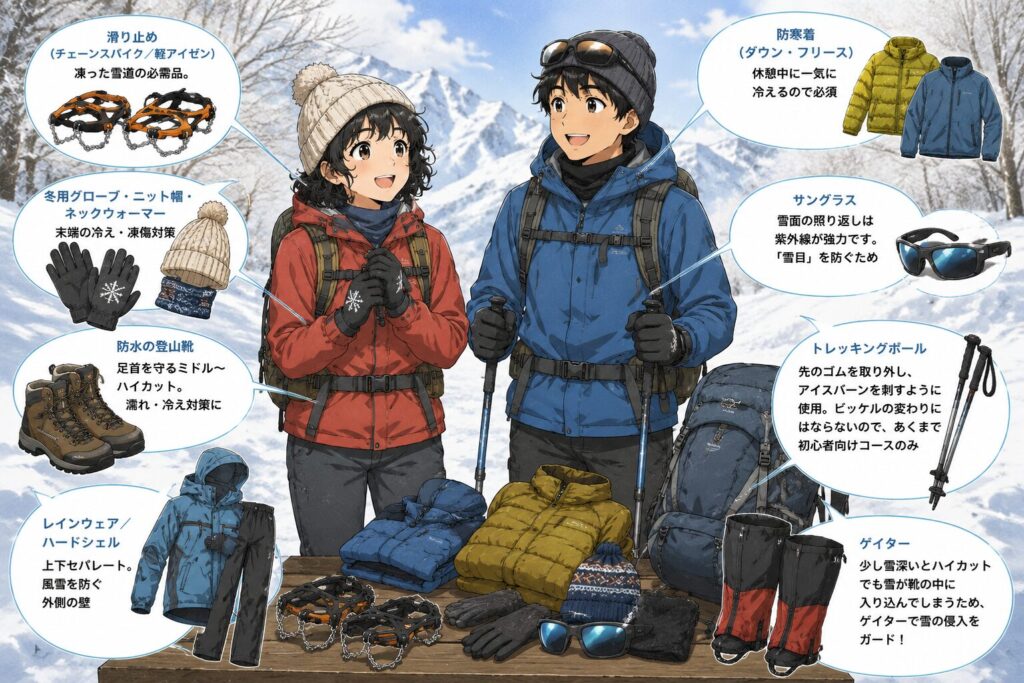 冬用基本装備一覧のイラスト