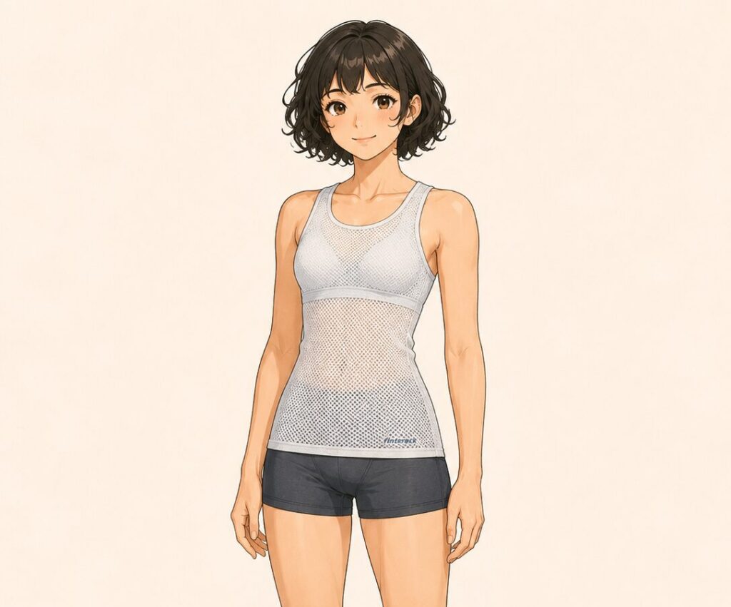 ファイントラックのドライレイヤーを着用している女性のイラスト
